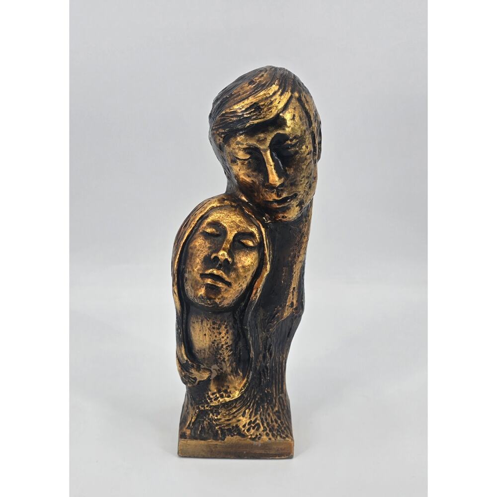 Vintage SYROCO Mid-Century Modern Lovers Sculpture – Cast Resin Gold Finish